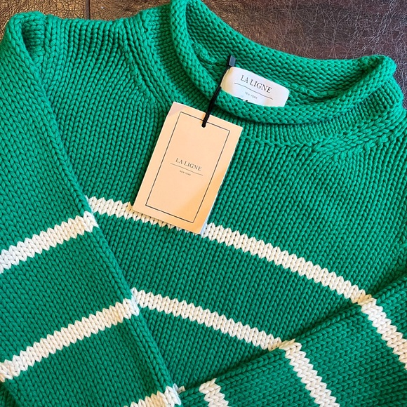 NWT La Ligne Mini Marin Sweater Striped Knit Cotton Crop small - Picture 7 of 11